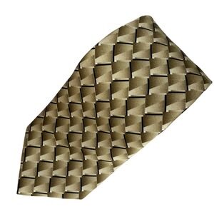 JOHN‎ BARTLETT STATEMENTS Silk Tie Mens Gold Tan Geometric Dress Classic 3.5x59